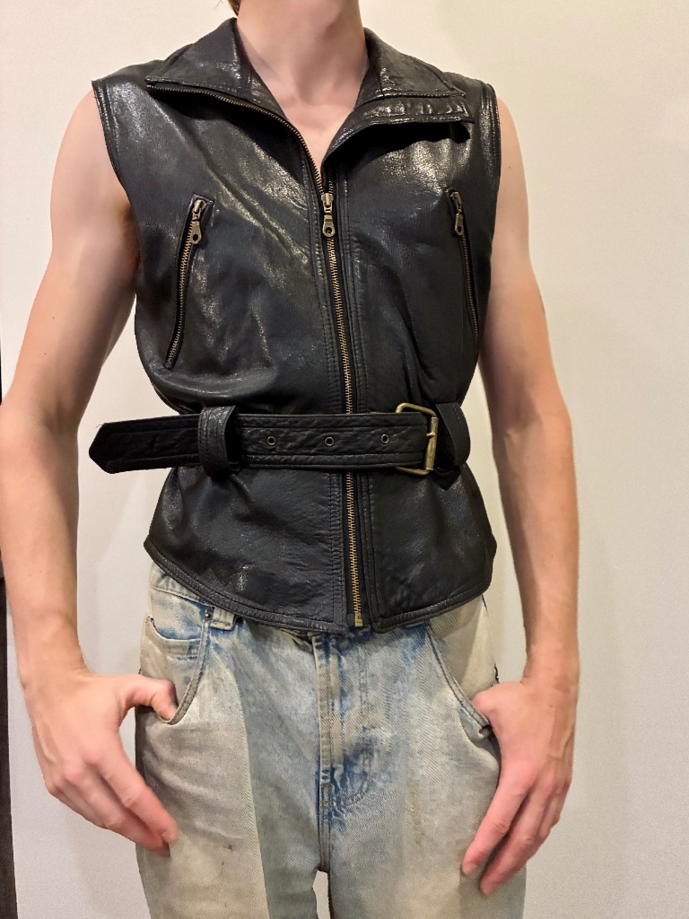 90s real leather jacket / veste vintage en cuir